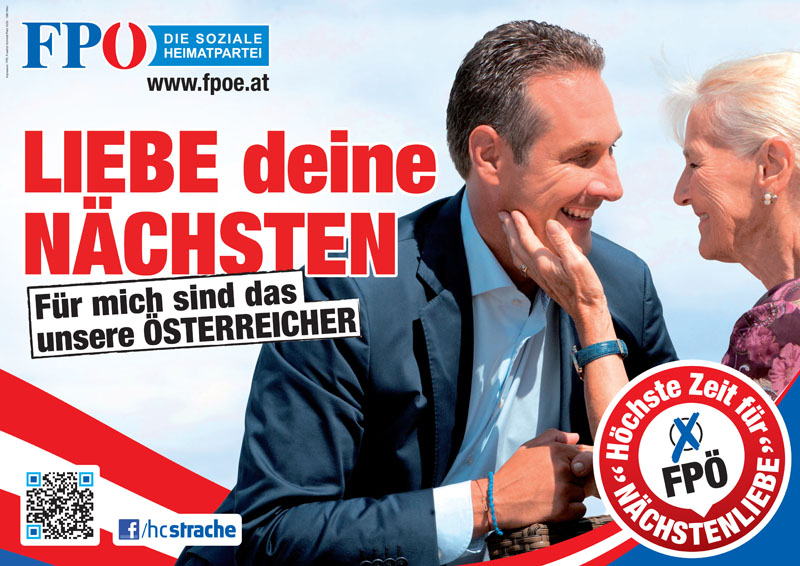 FPÖ-Kampagne 2013: Parteichef Hans Christian Strache als Mischung aus politischer Erlöser und Schlagerschnulzenstar auf "Nächstenliebe-Tour".