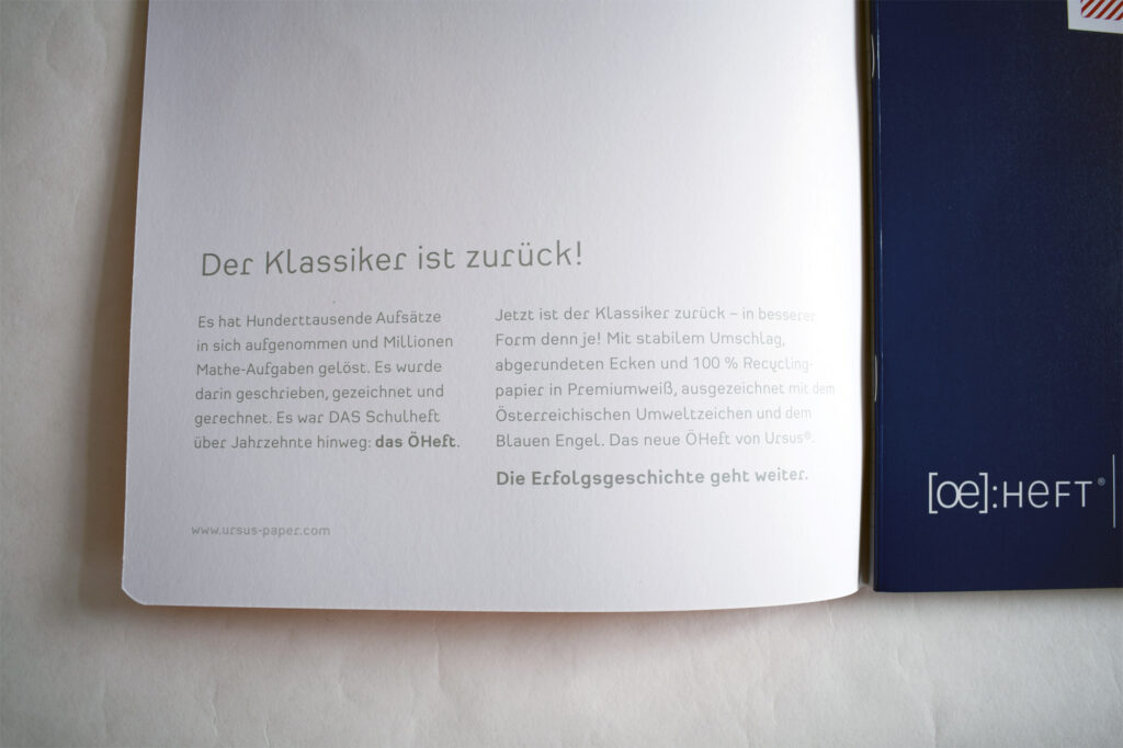 Werbetext für Ursus Paper / Format Werk von Werner Schandor